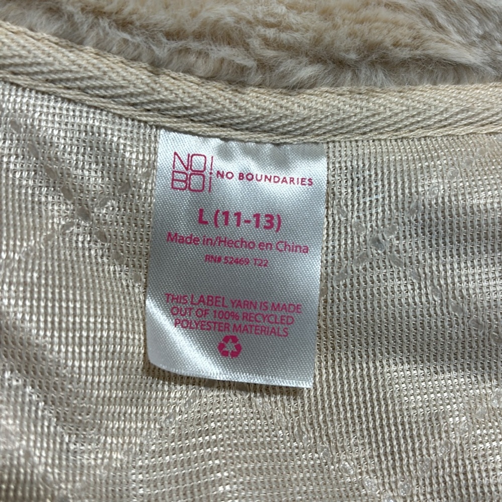 NWT - No Boundaries Tan/Cream Quilted Faux Fur 1/2 Zip Pullover Size L - Picture 6 of 11